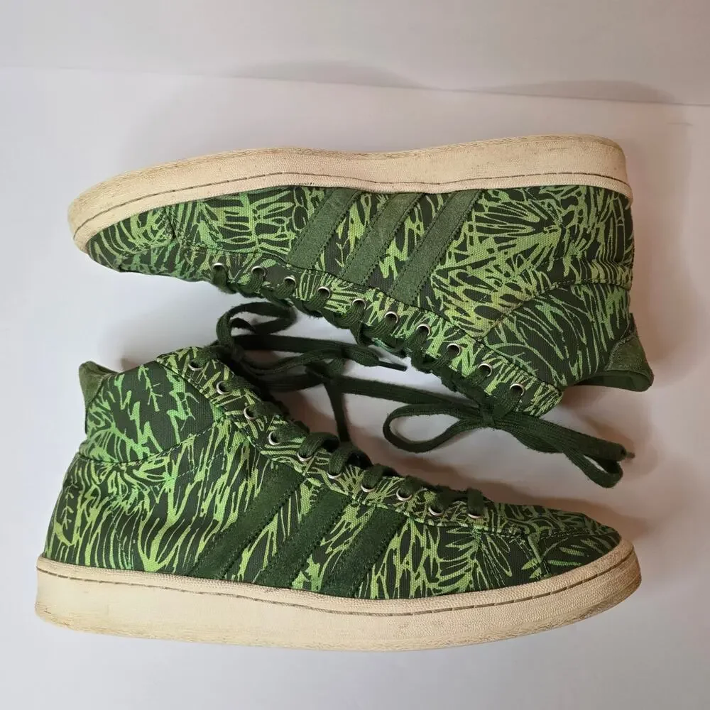 Adidas Jabbar Mid Top Sneakers Men's Size 12 Green Jungle Print D67390 - Picture 11 of 12